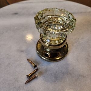 Vintage Dexter Lock Co Crystal Brass Friction Closet Door Knob Antique